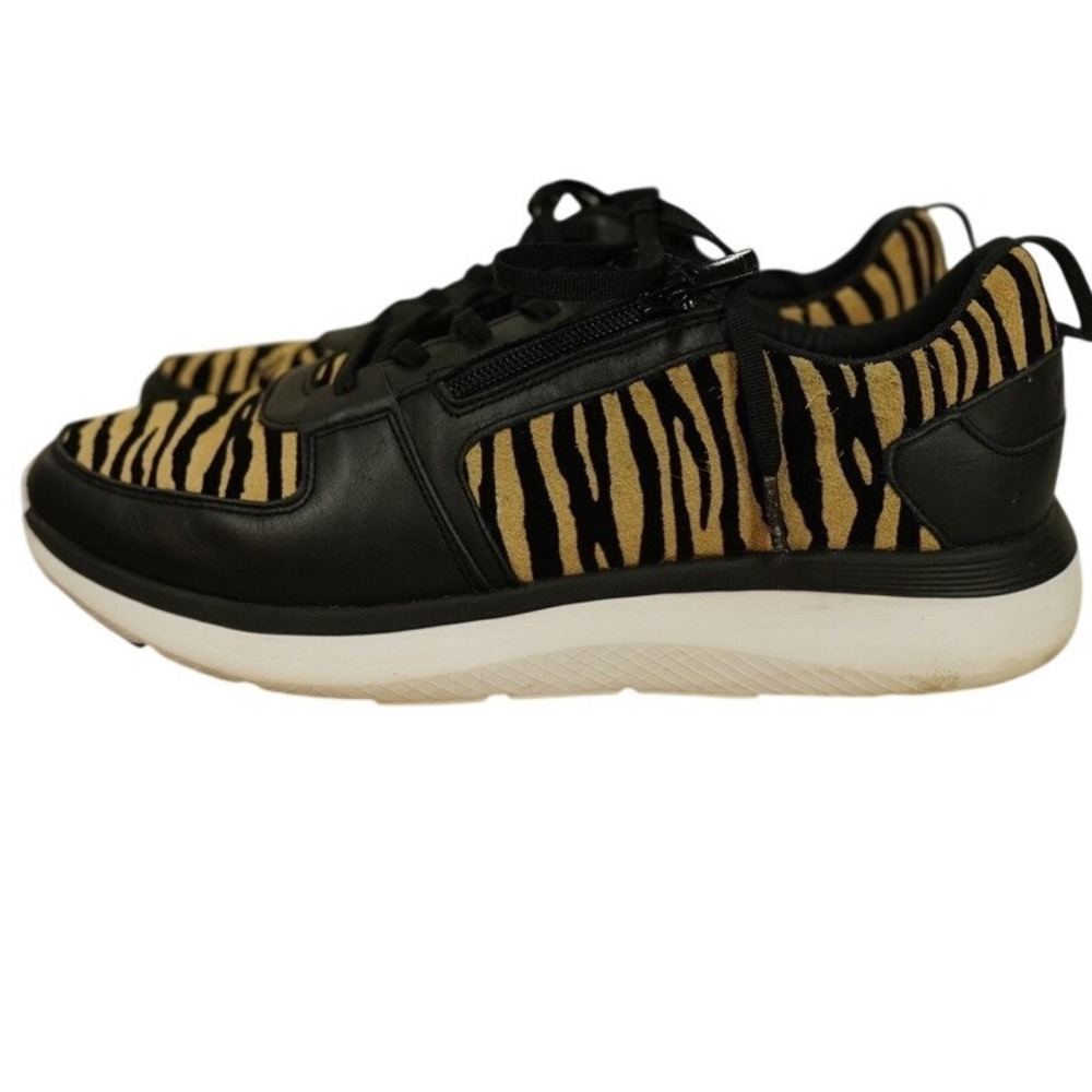 Vionic Remi Tiger Sneakers Women 11 Black Tan Calf Hair Animal Print Walkng Shoe